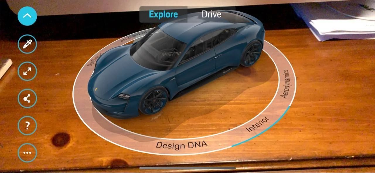 Porsche Taycan Mission E Augmented Reality App Taycan Blu