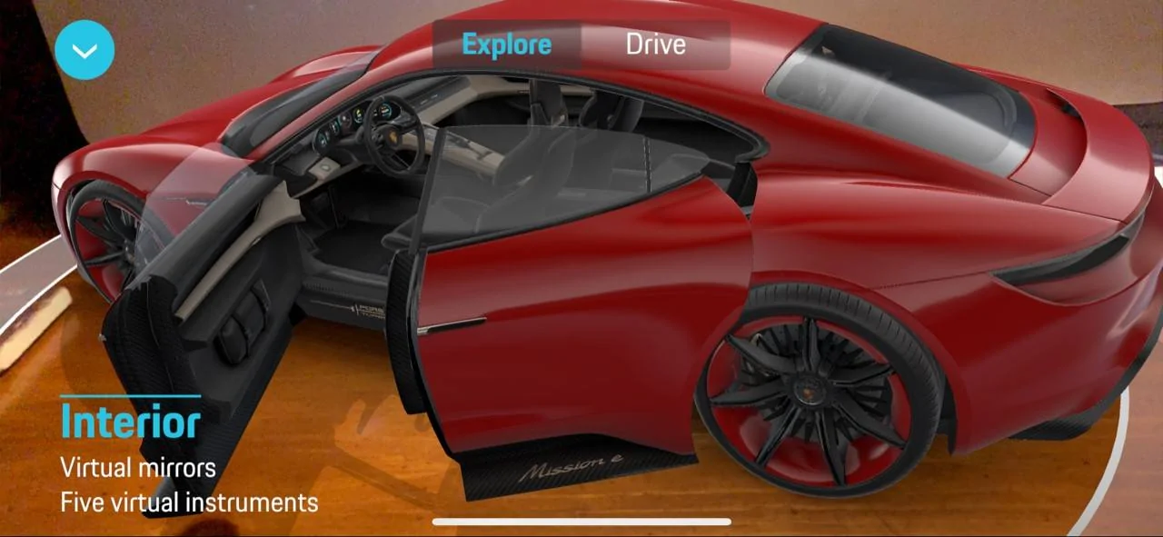 Porsche Taycan Mission E Augmented Reality App Taycan Red