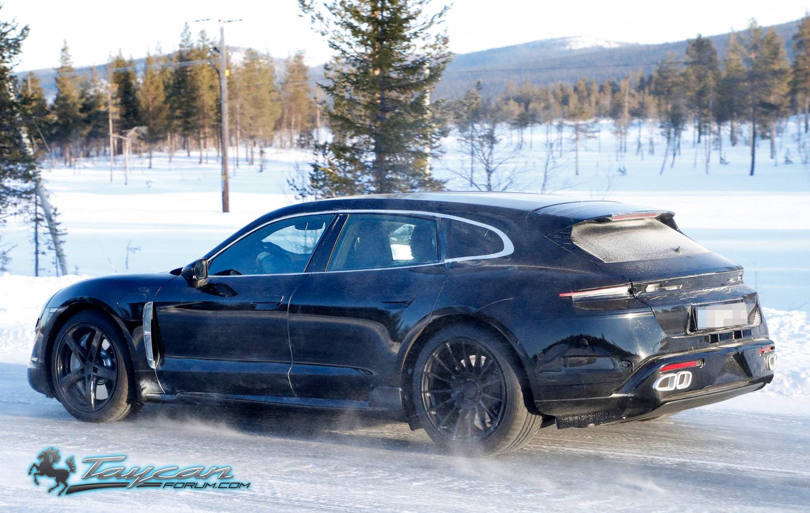 Porsche Taycan Porsche Taycan Sport Turismo Wagon Caught Winter Testing in Sweden Porsche Taycan Sport Turismo less camo 13