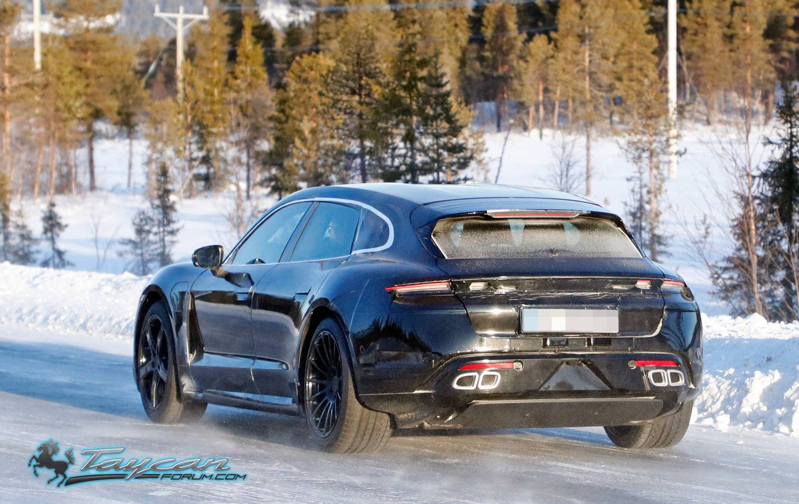 Porsche Taycan Porsche Taycan Sport Turismo Wagon Caught Winter Testing in Sweden Porsche Taycan Sport Turismo less camo 16