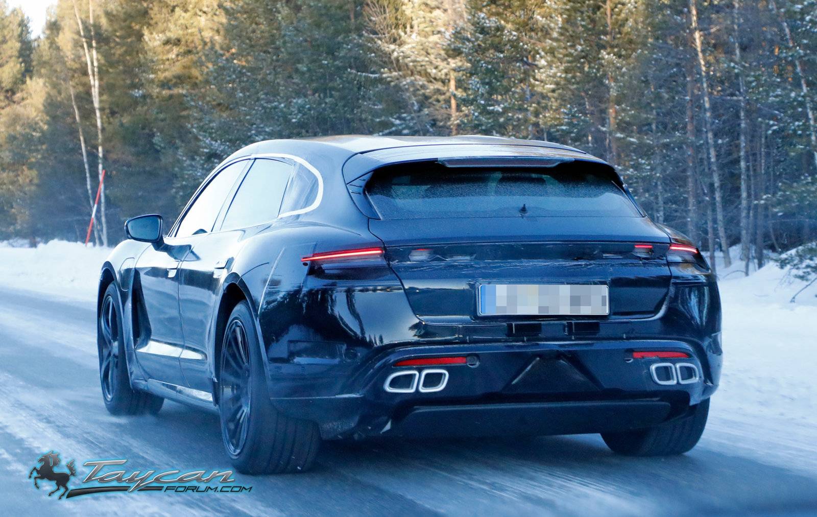 Porsche Taycan Porsche Taycan Sport Turismo Wagon Caught Winter Testing in Sweden Porsche Taycan Sport Turismo less camo 2