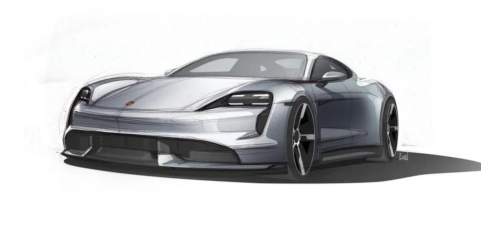 Porsche Taycan Porsche released the latest design sketch of the Taycan from the design studio in Weissach today porsche-wallpaper
