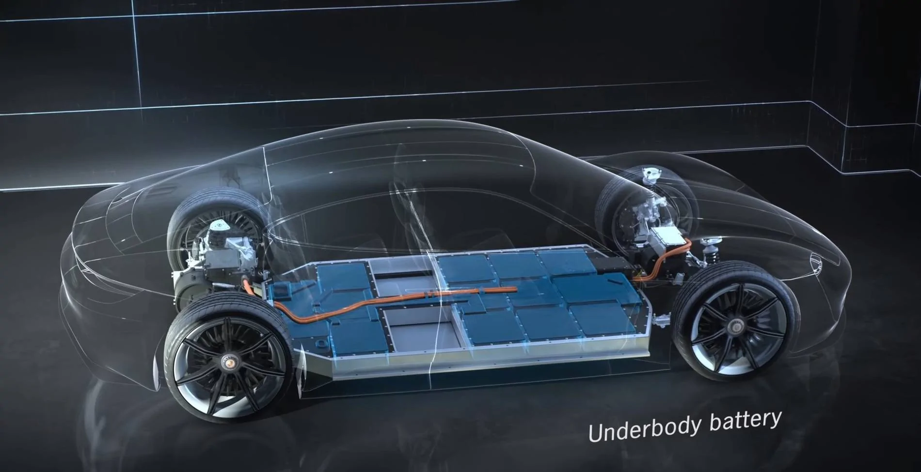 Porsche Taycan Does the Taycan use a skateboard chassis? 2015-porsche-mission-e-co