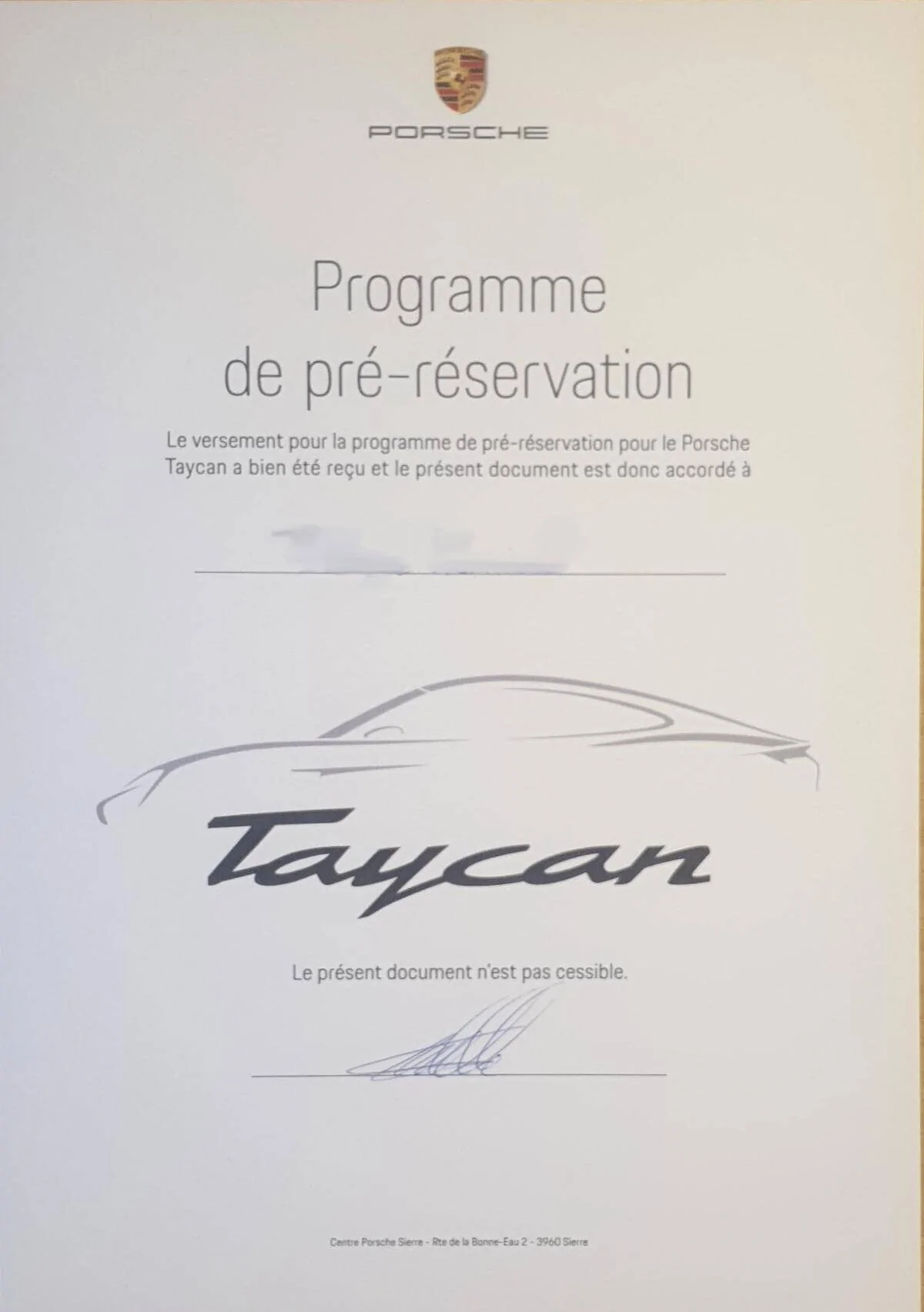 Porsche Taycan What can be inferred from the certificate that arrived in the mail? sketch1555678689643