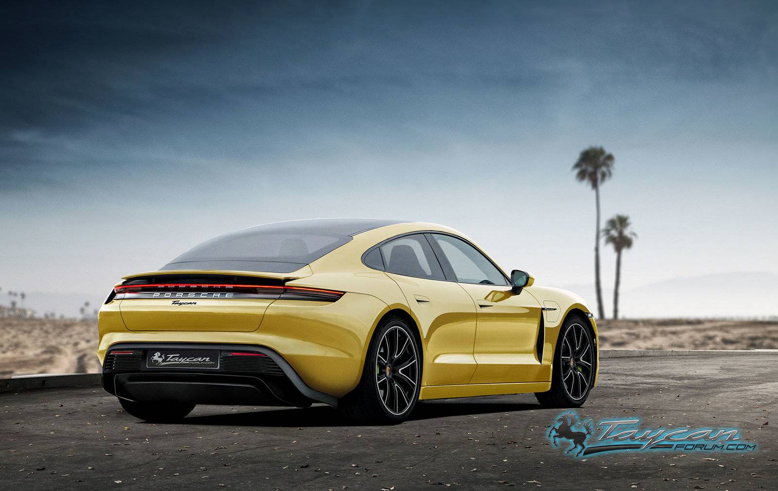 Porsche Taycan Our 2020 Porsche Taycan Preview Renderings! PorscheTaycan_yellow_rear