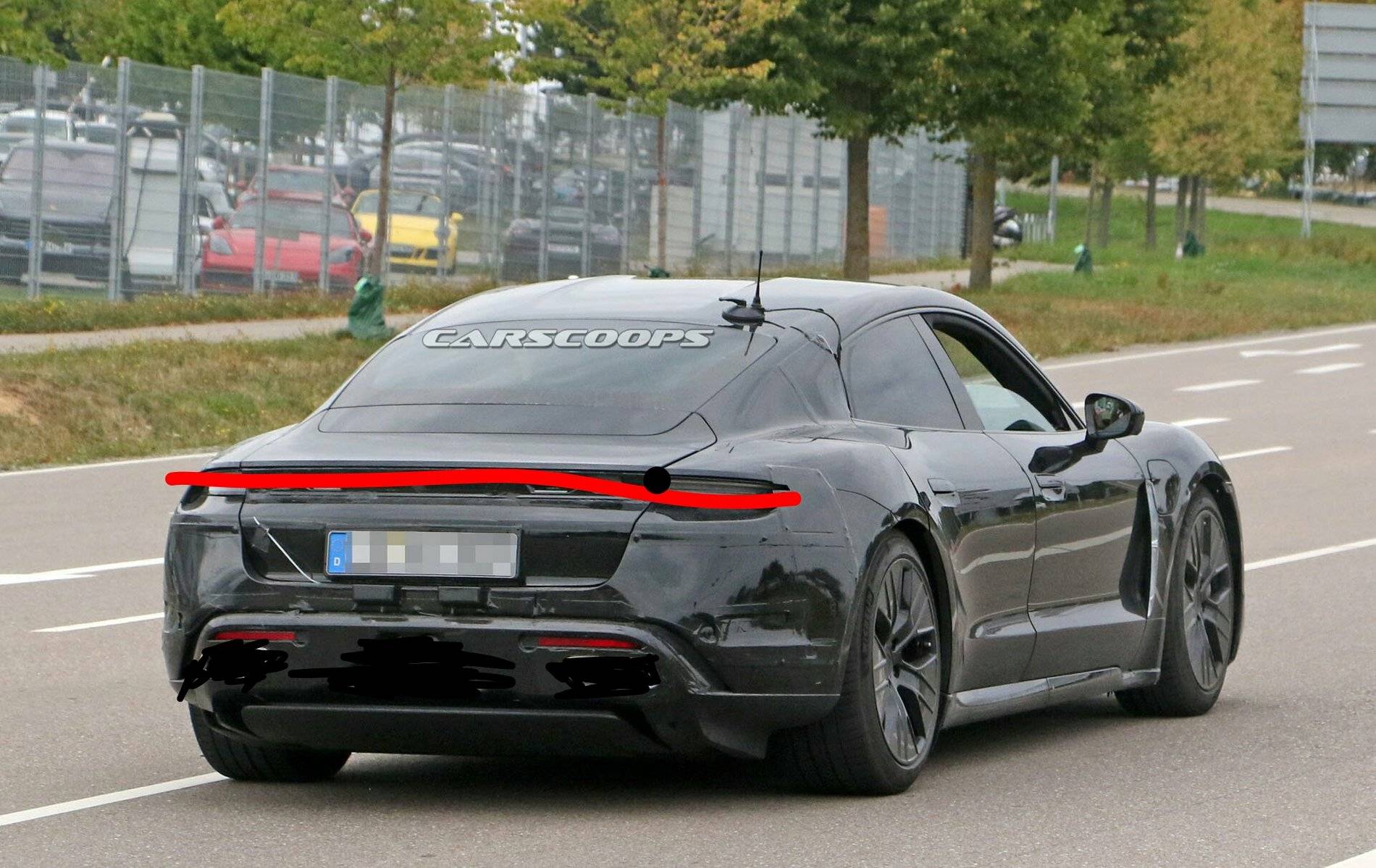 Porsche Taycan Taycan drops camo revealing headlights, tail lights, rear side window 2019-04-26_17.44.00