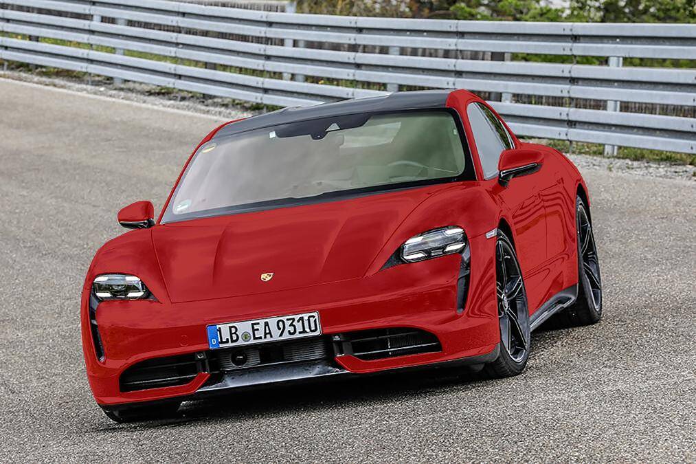 Porsche Taycan Possible Taycan color options........... taycan FRONT C red