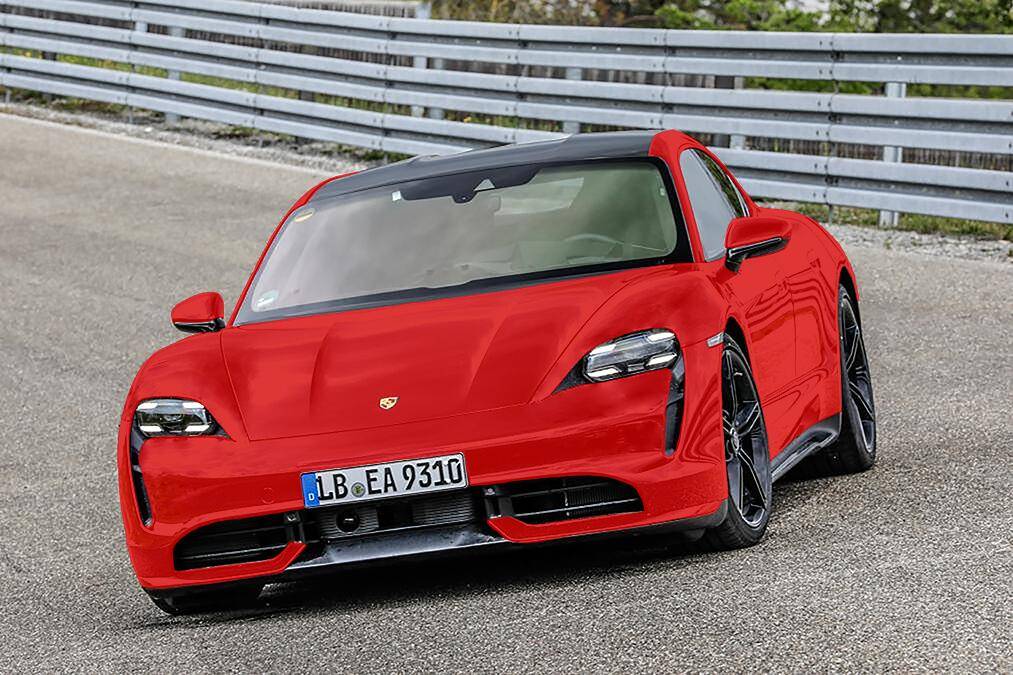 Porsche Taycan Possible Taycan color options........... taycan FRONT G red