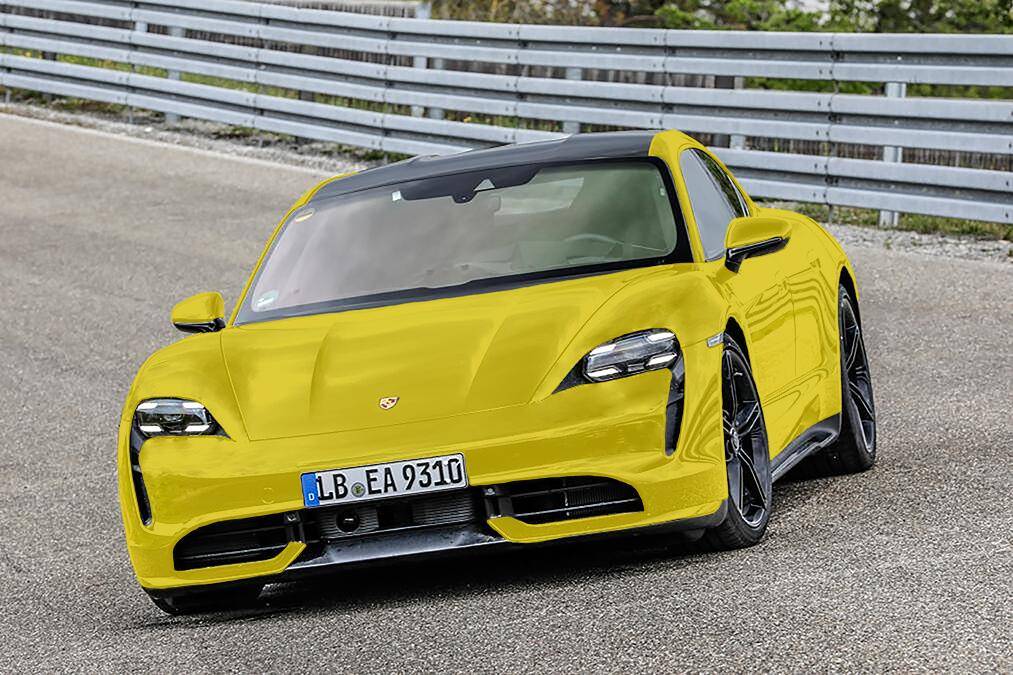Porsche Taycan Possible Taycan color options........... taycan FRONT yellow