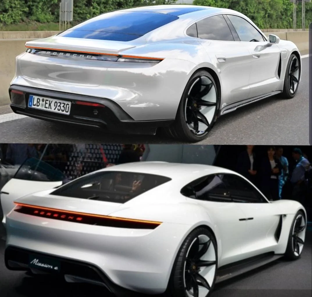 Porsche Taycan Taycan drops camo revealing headlights, tail lights, rear side window taycanWhiteMul