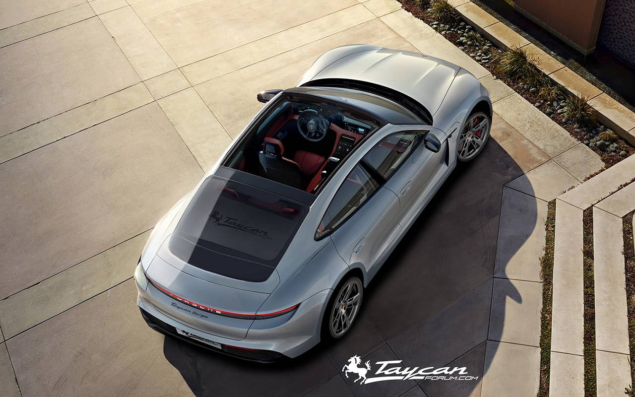 Porsche Taycan Here's what the Taycan Targa and Sport Turismo versions could look like! Taycan-Targa-white-red