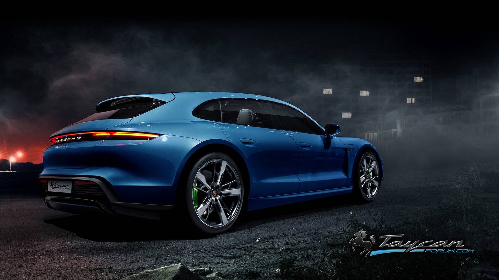 Porsche Taycan Here's what the Taycan Targa and Sport Turismo versions could look like! PorscheTaycan_SportTurismo_blue_rear-2