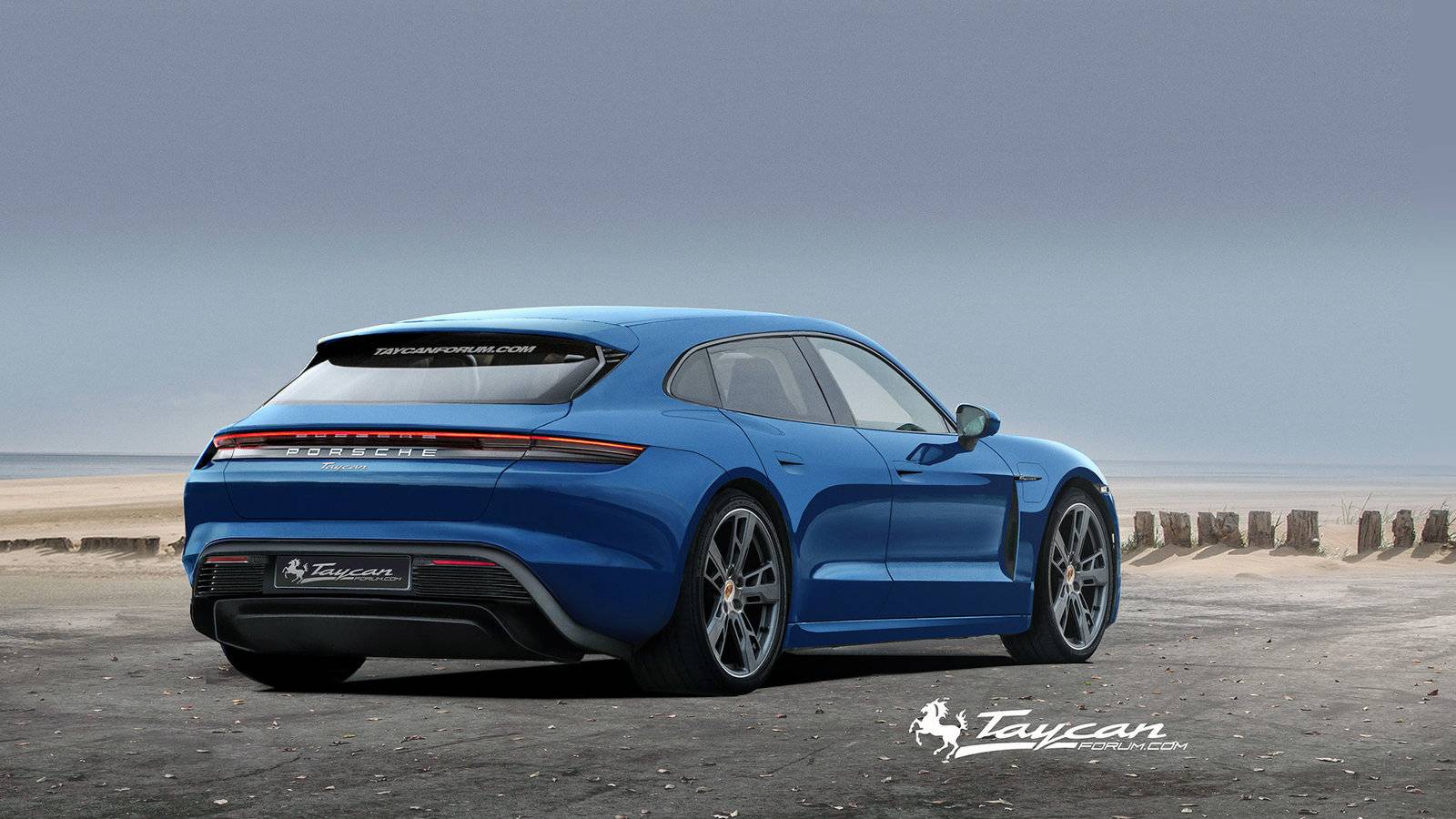 Porsche Taycan Here's what the Taycan Targa and Sport Turismo versions could look like! PorscheTaycan_SportTurismo_blue_rear