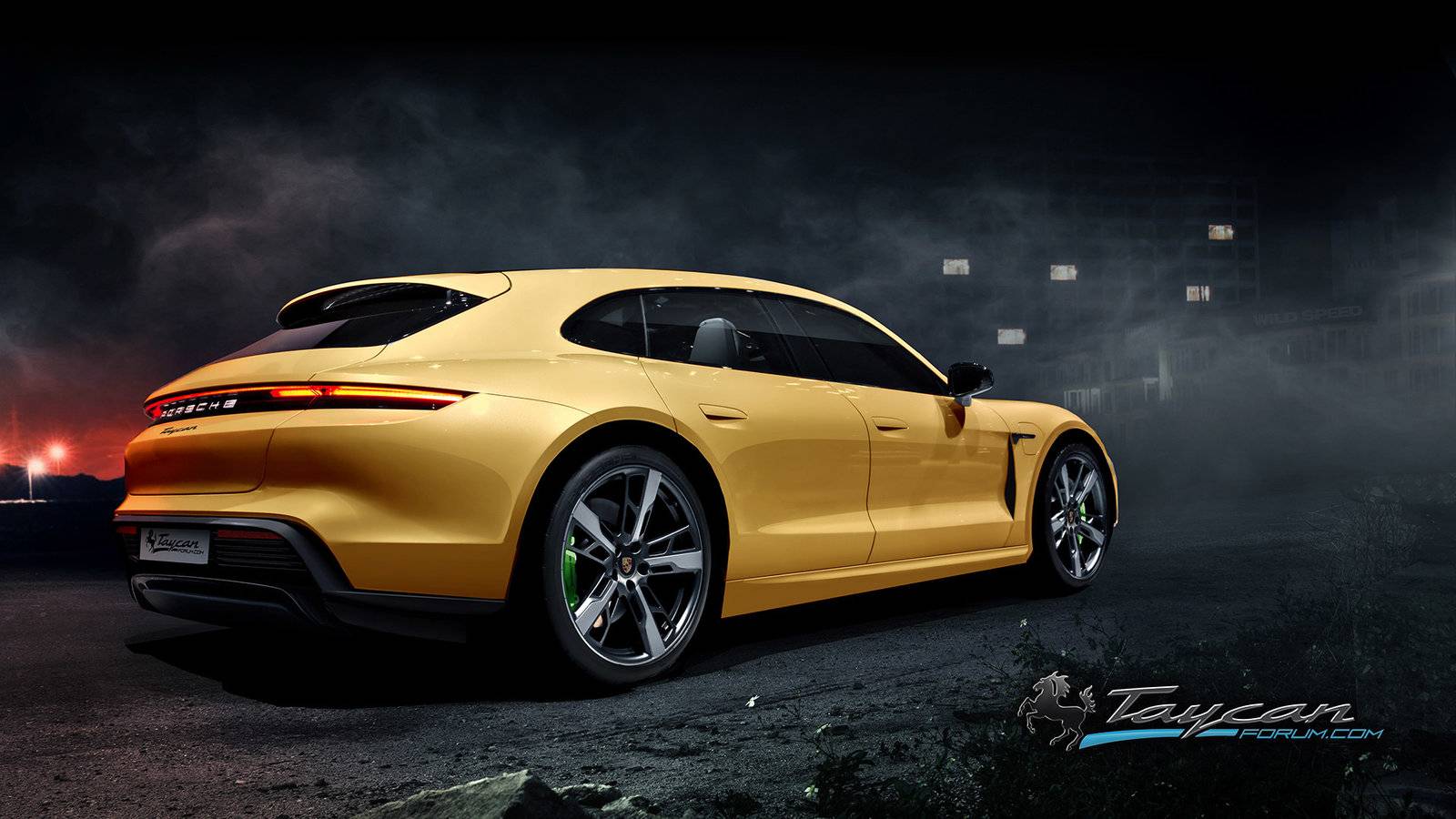 Porsche Taycan Here's what the Taycan Targa and Sport Turismo versions could look like! PorscheTaycan_SportTurismo_yellow_rear-2