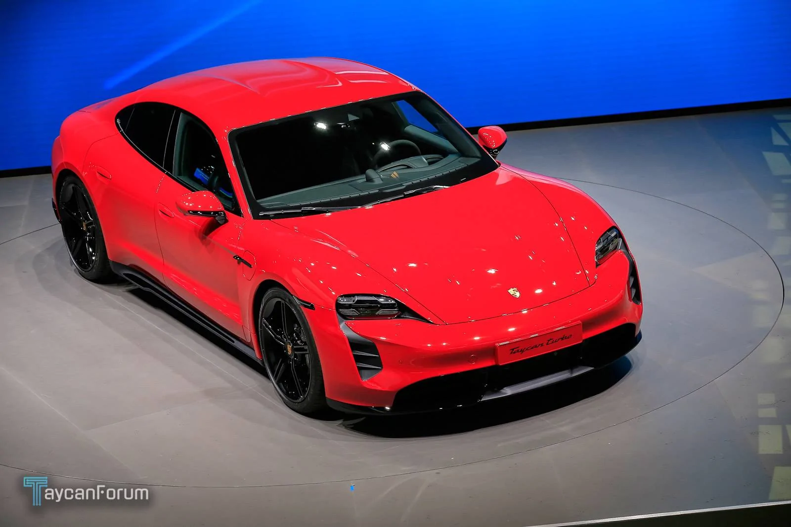 Porsche Taycan Taycan makes auto show debut in red, white, blue Taycan-Frankfurt-25468_-