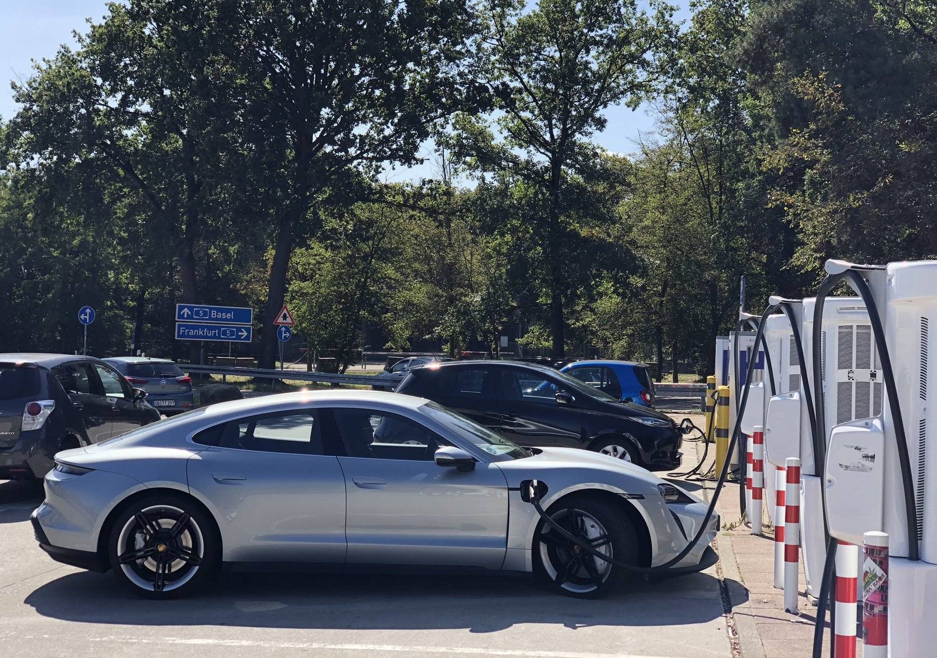 Porsche Taycan Taycans spotted in the wild Silver Taycan Rechargin