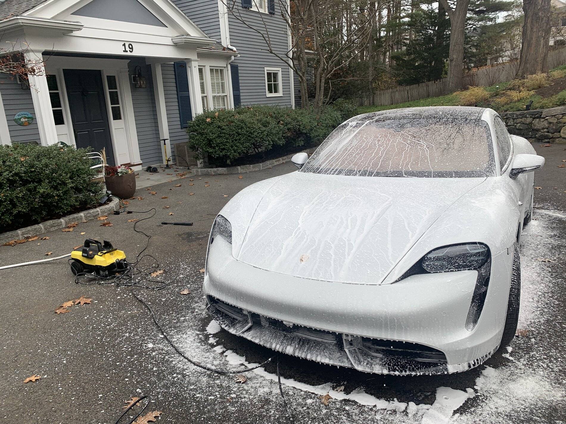 Porsche Taycan First wash and plate fitted A0DA177A-004F-44CD-9FCC-59D0D474700B