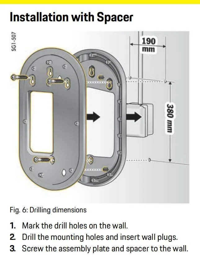 Porsche Taycan Charging Dock Installation Details Snip from Charging Dock Installation Guid