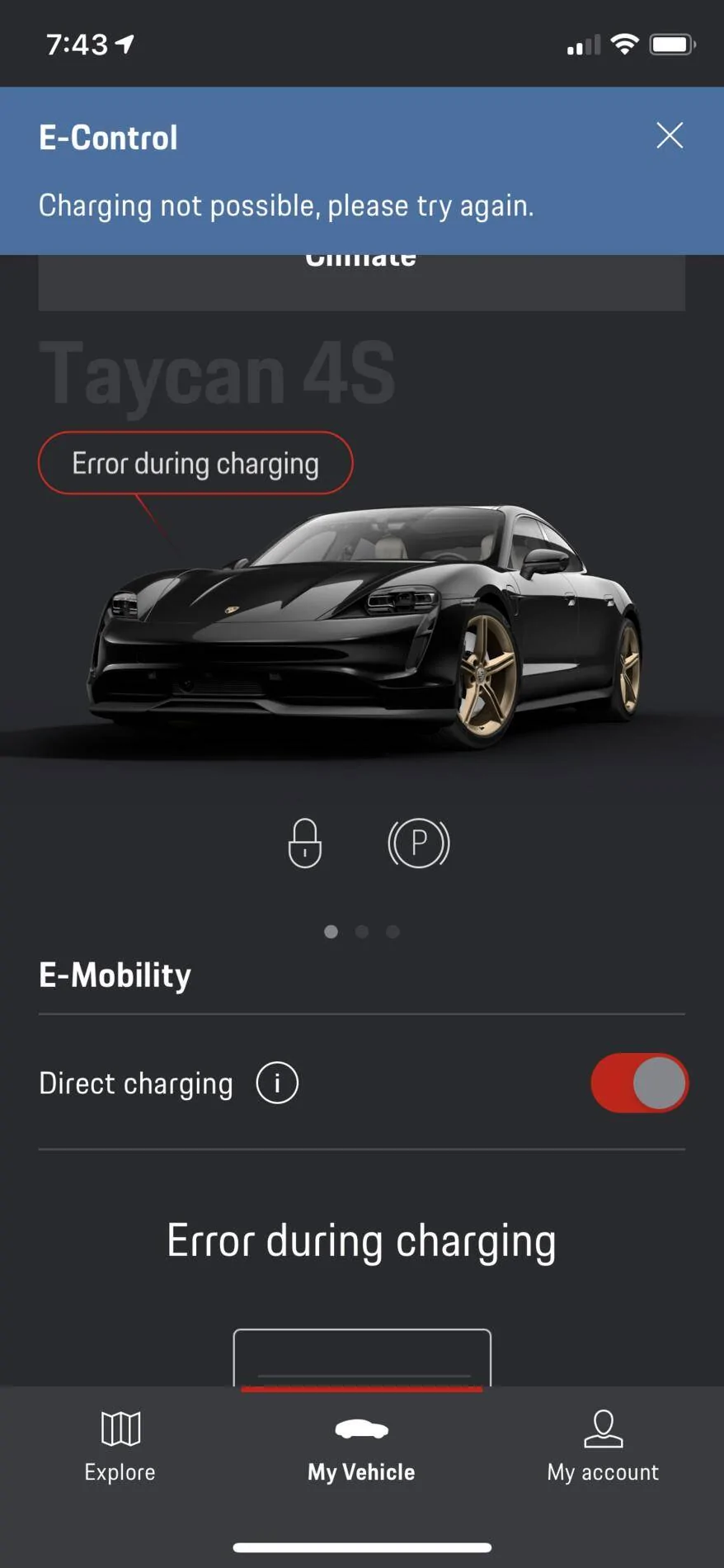 Porsche Taycan Error during charging 2443E65F-431F-4A98-8602-D847B2C40C93