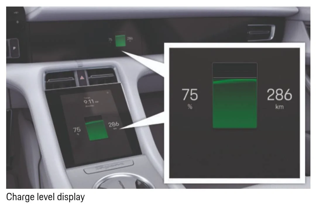 Porsche Taycan 100% charge showing 175 mile range 20201129_080051
