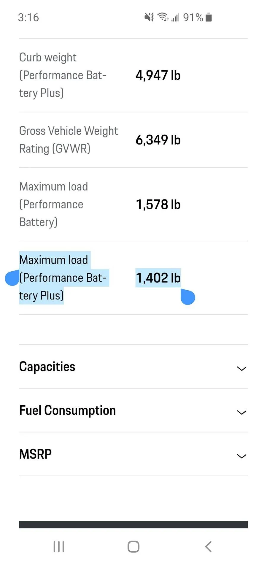 Porsche Taycan Taycan 4S maximum load only 662 lbs (300kg) ? Screenshot_20201204-151651_Samsung Internet