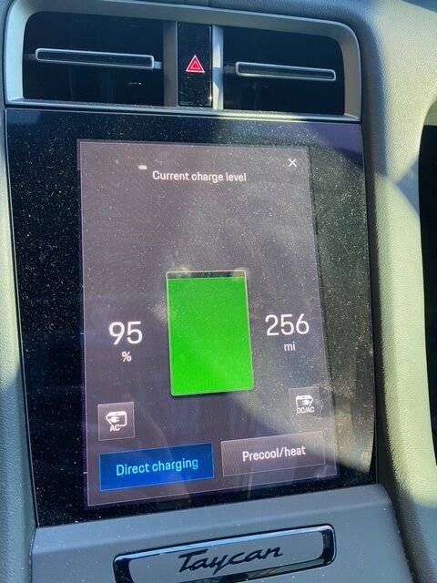 Porsche Taycan 450 miles today with an eMountain bike on the roof, and cold temps. --  efficiency info image13