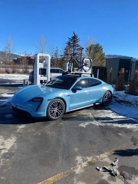 Porsche Taycan 450 miles today with an eMountain bike on the roof, and cold temps. --  efficiency info image10