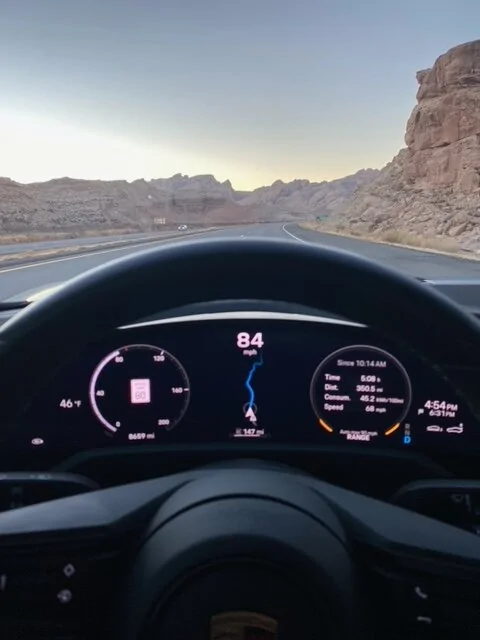 Porsche Taycan 450 miles today with an eMountain bike on the roof, and cold temps. --  efficiency info image6