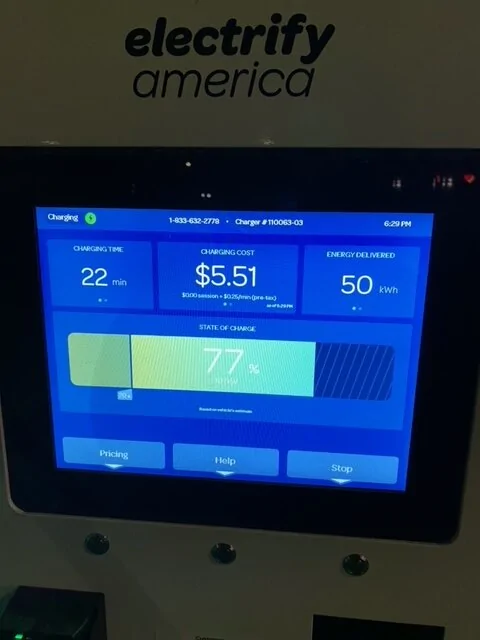 Porsche Taycan 450 miles today with an eMountain bike on the roof, and cold temps. --  efficiency info image1