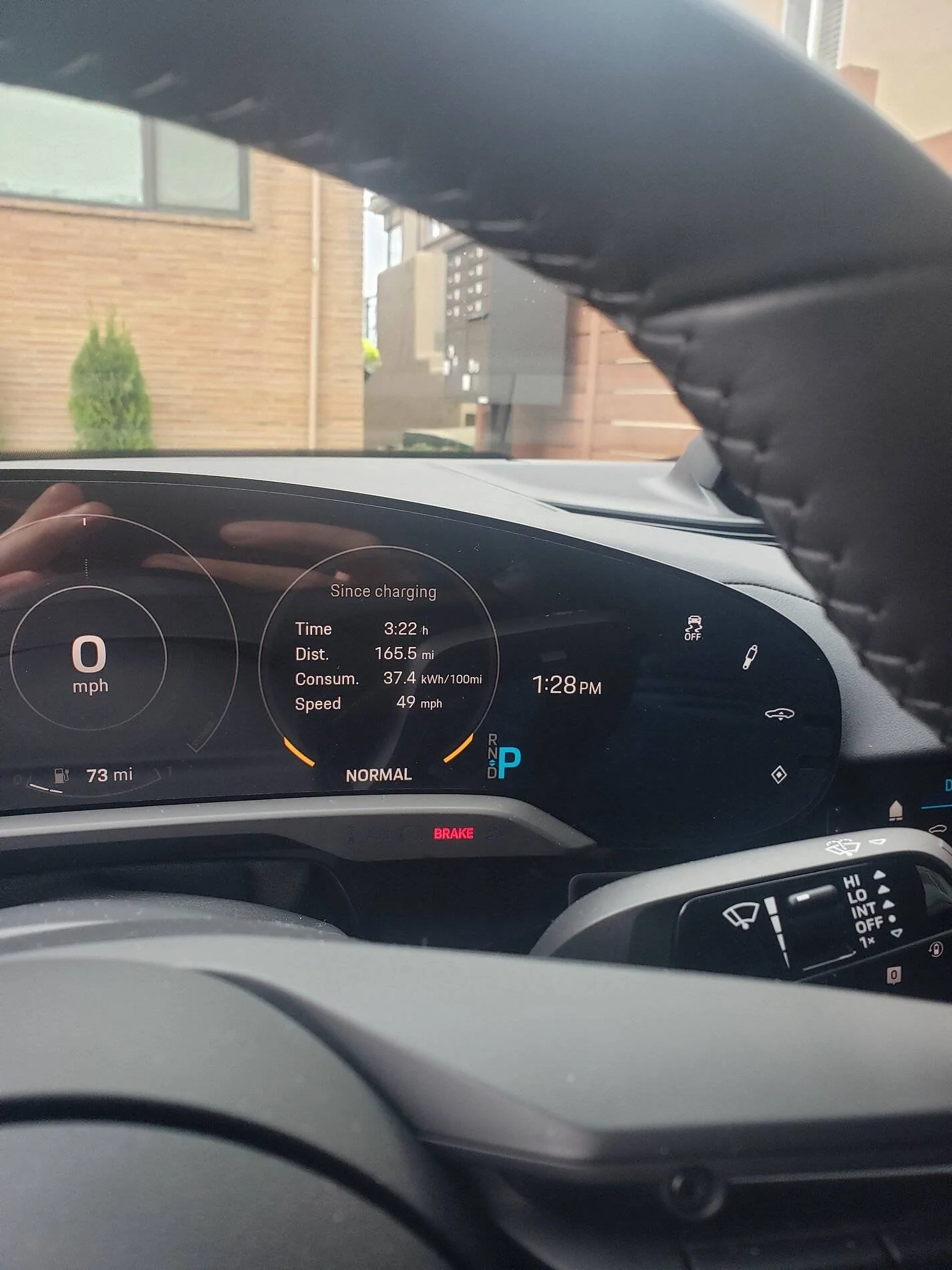 Porsche Taycan 100% charge showing 175 mile range 20201209_132840