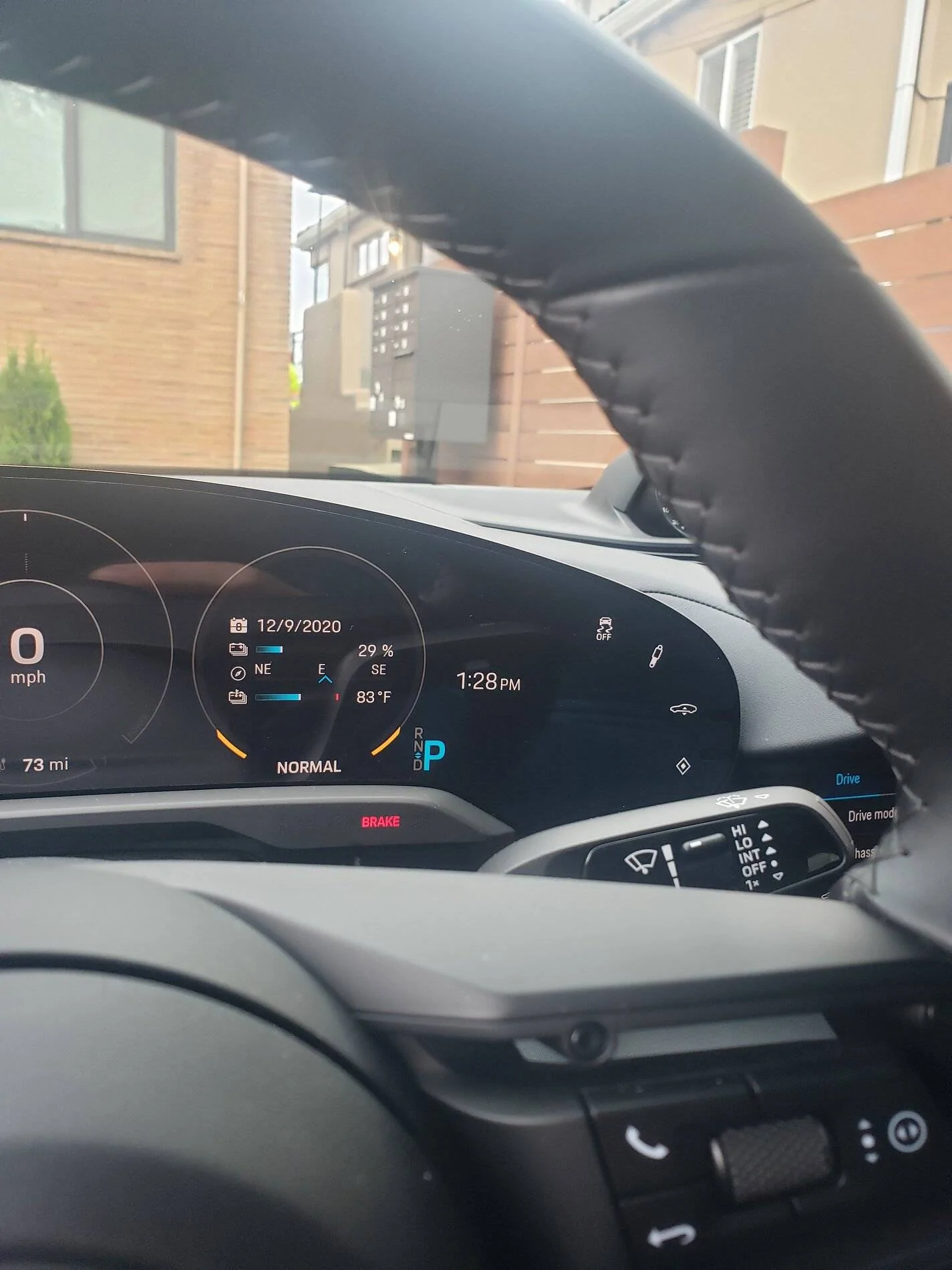 Porsche Taycan 100% charge showing 175 mile range 20201209_132836