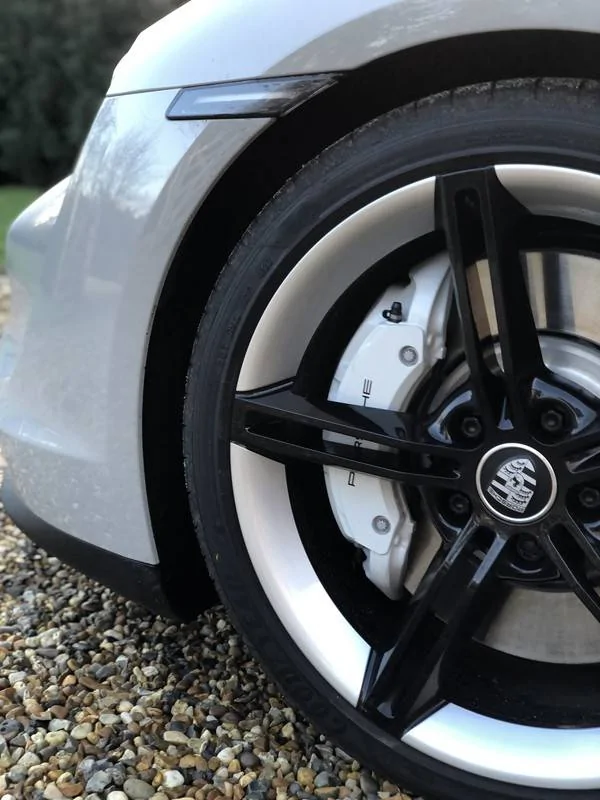 Porsche Taycan All black wheel centres and dust caps. C00424-DA-9-C45-434-F-B9-E4-E6-AA5-F53-D780