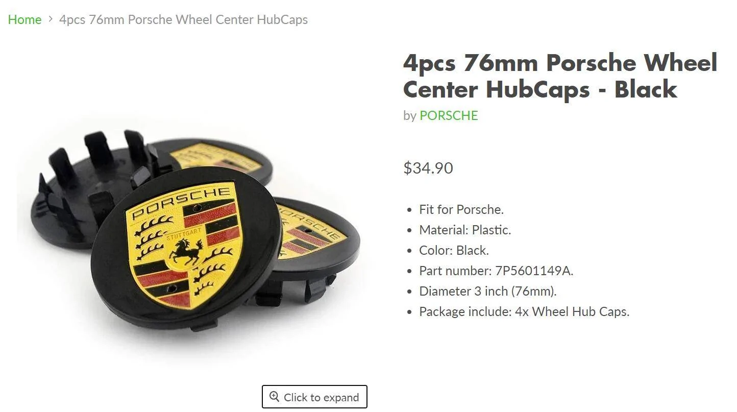 Porsche Taycan All black wheel centres and dust caps. 1609288818674