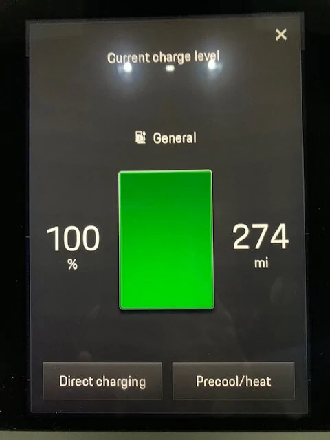 Porsche Taycan Outside temperature and range Range3C
