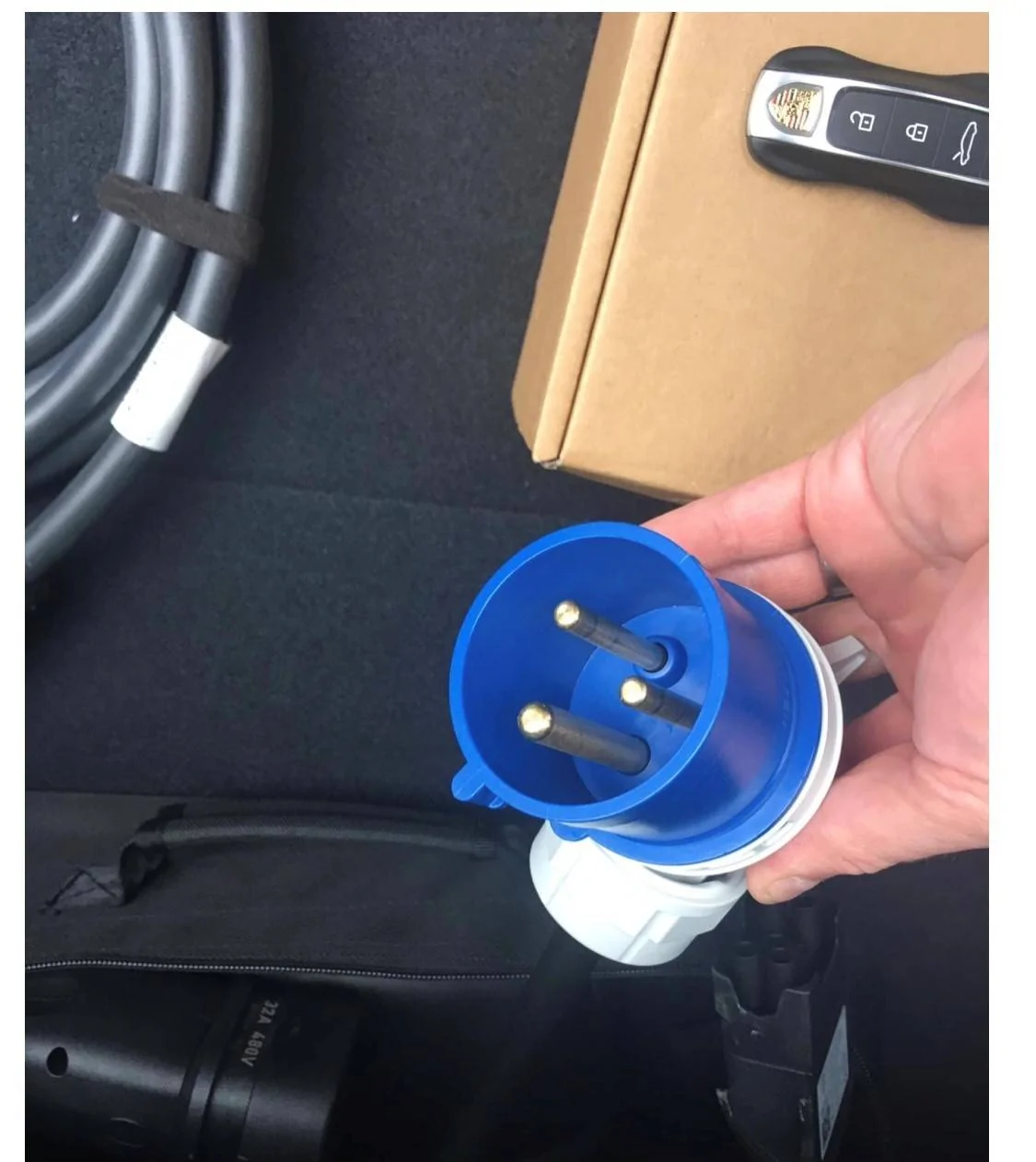 Porsche Taycan Charging with Mobile Charger Connect cable and plug