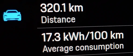 Porsche Taycan 100% charge showing 175 mile range 1612067726295