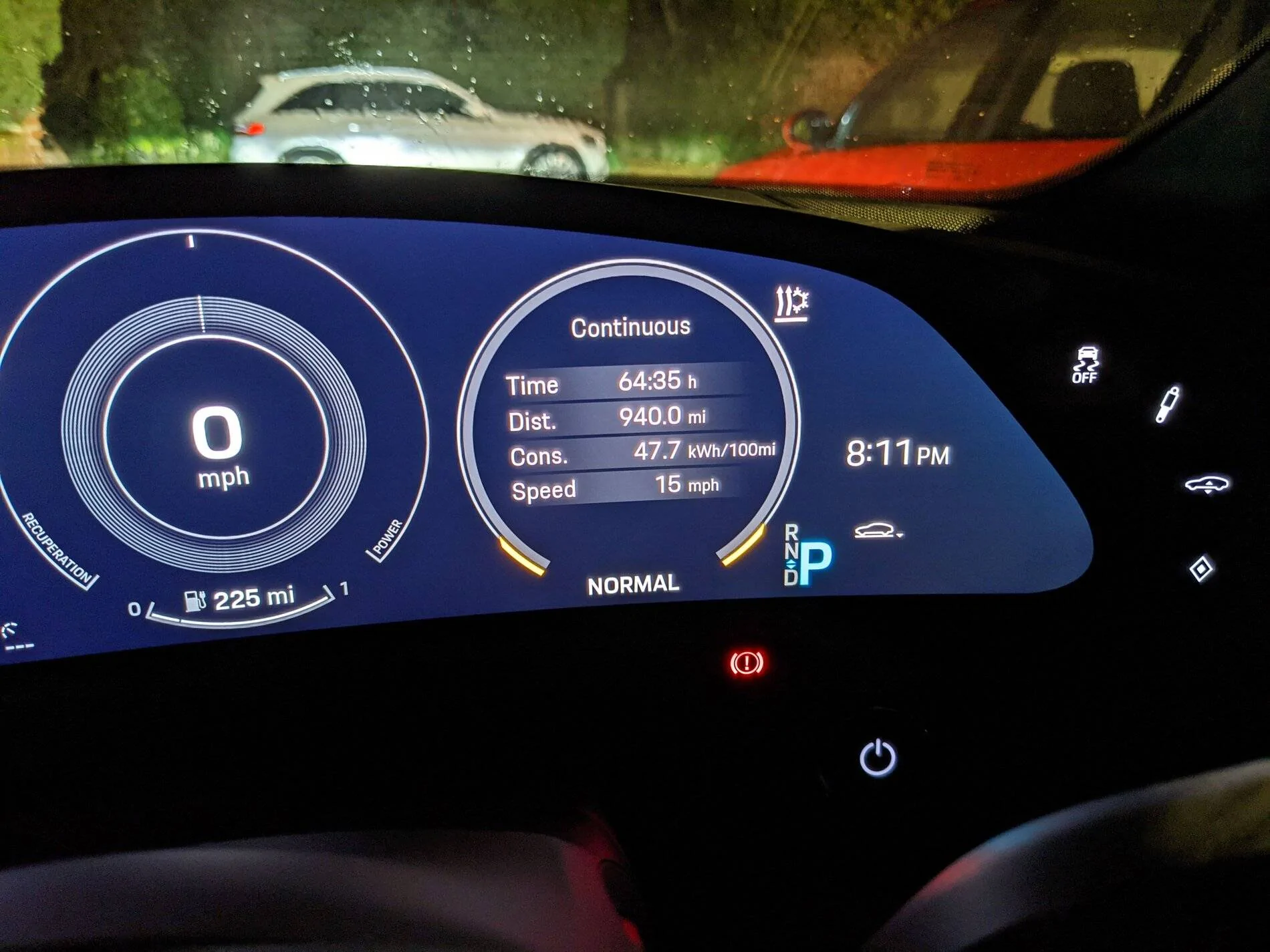 Porsche Taycan 100% charge showing 175 mile range PXL_20210131_201158279