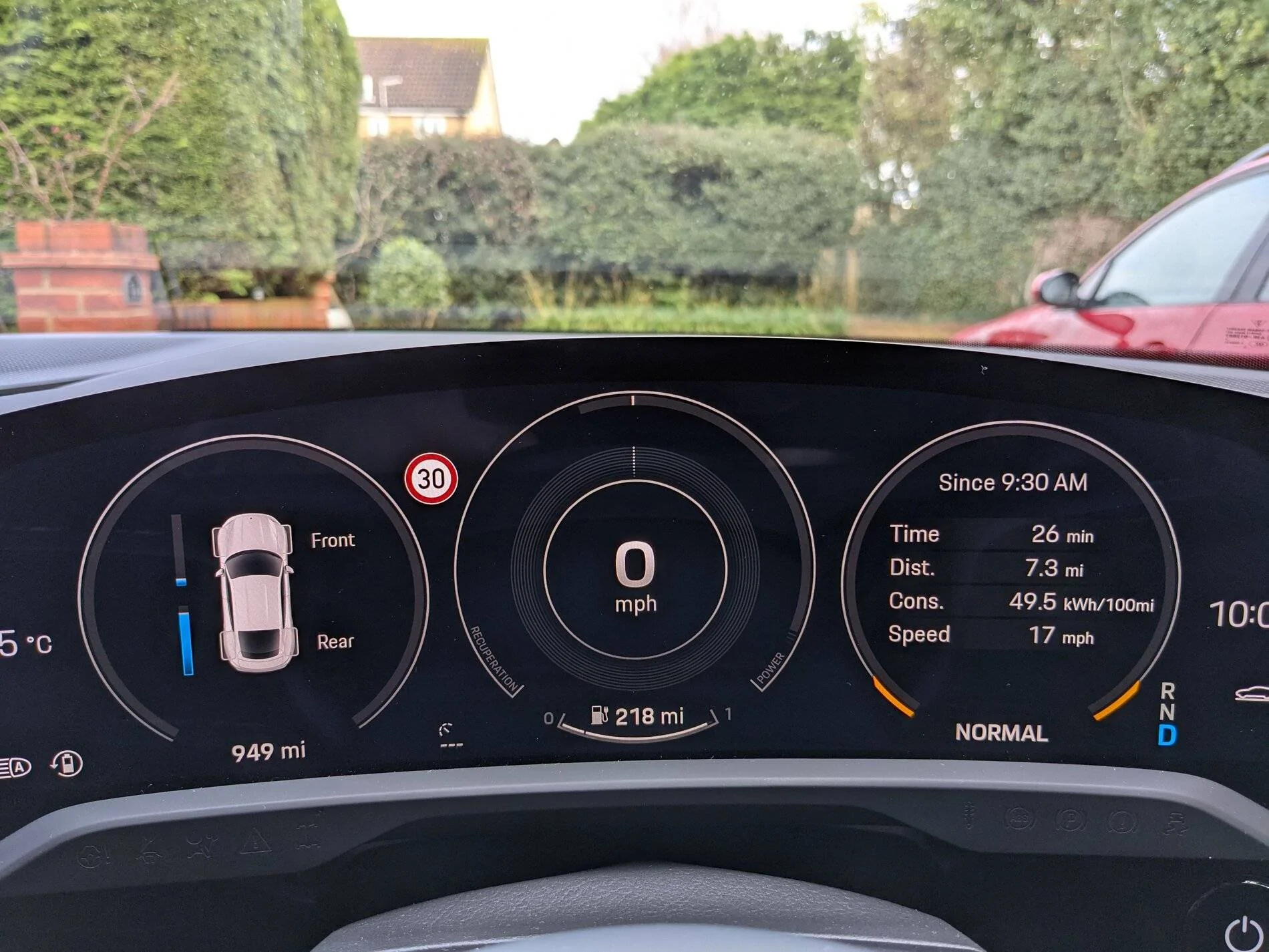 Porsche Taycan 100% charge showing 175 mile range PXL_20210202_100008575