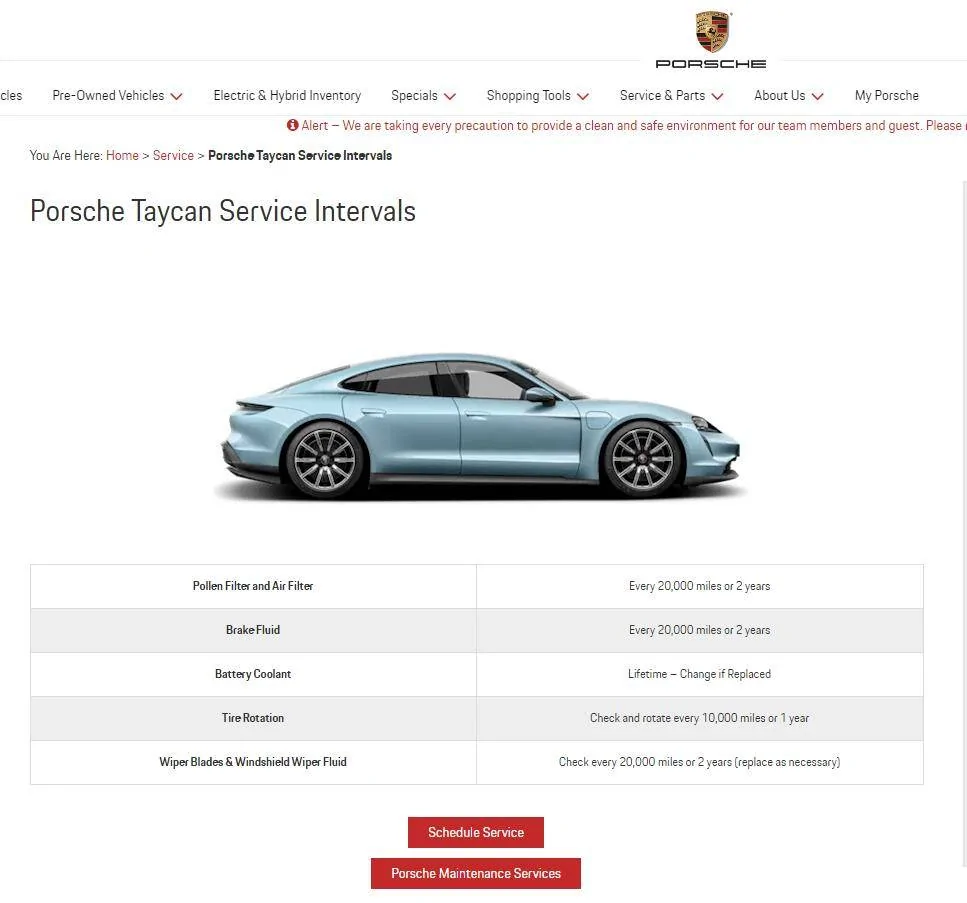 Porsche Taycan Taycan Servicing UK Screenshot 2021-02-04 15.03.44