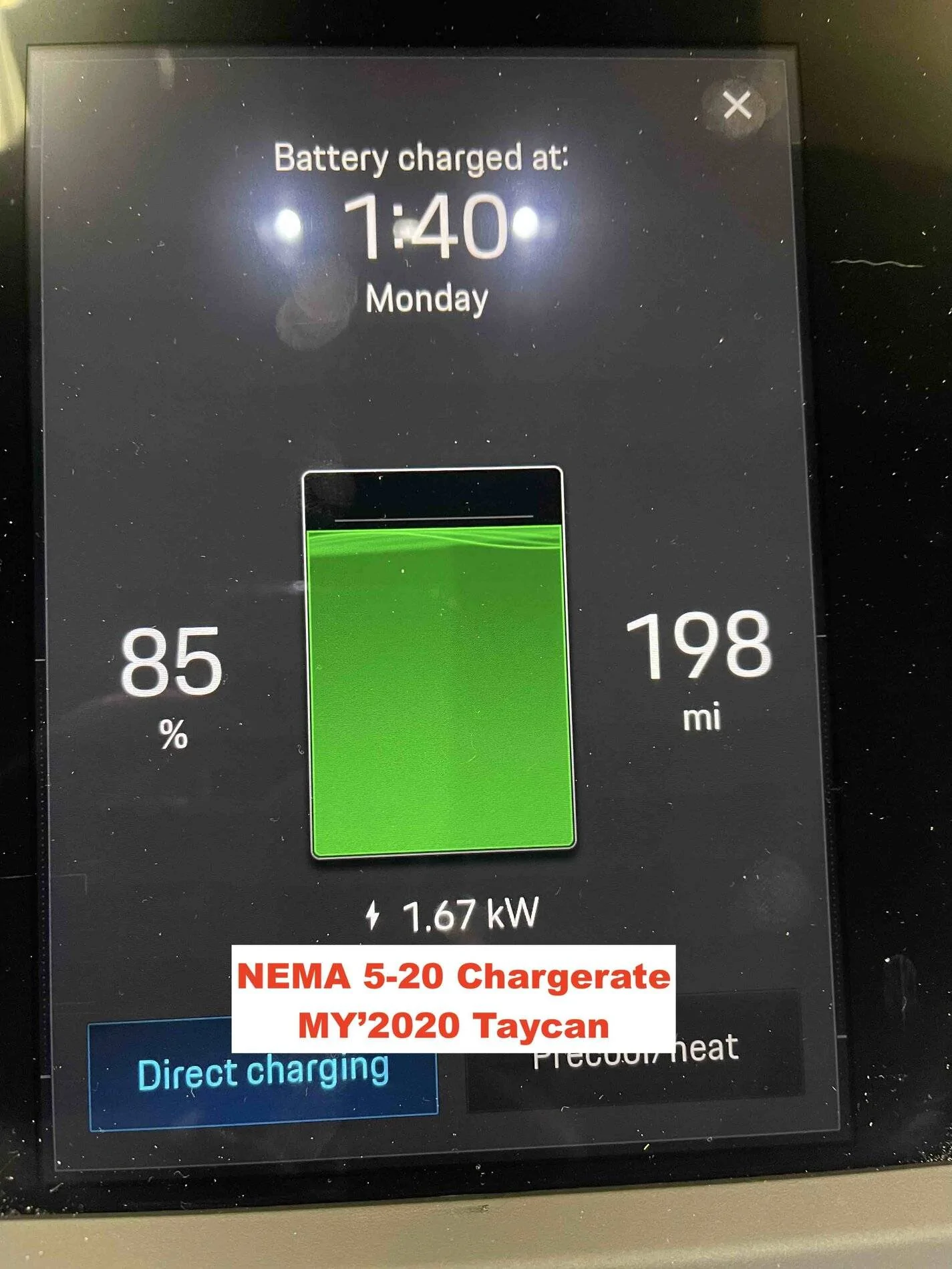 Porsche Taycan Level 1 charging (in rarer instances) IMG_2368