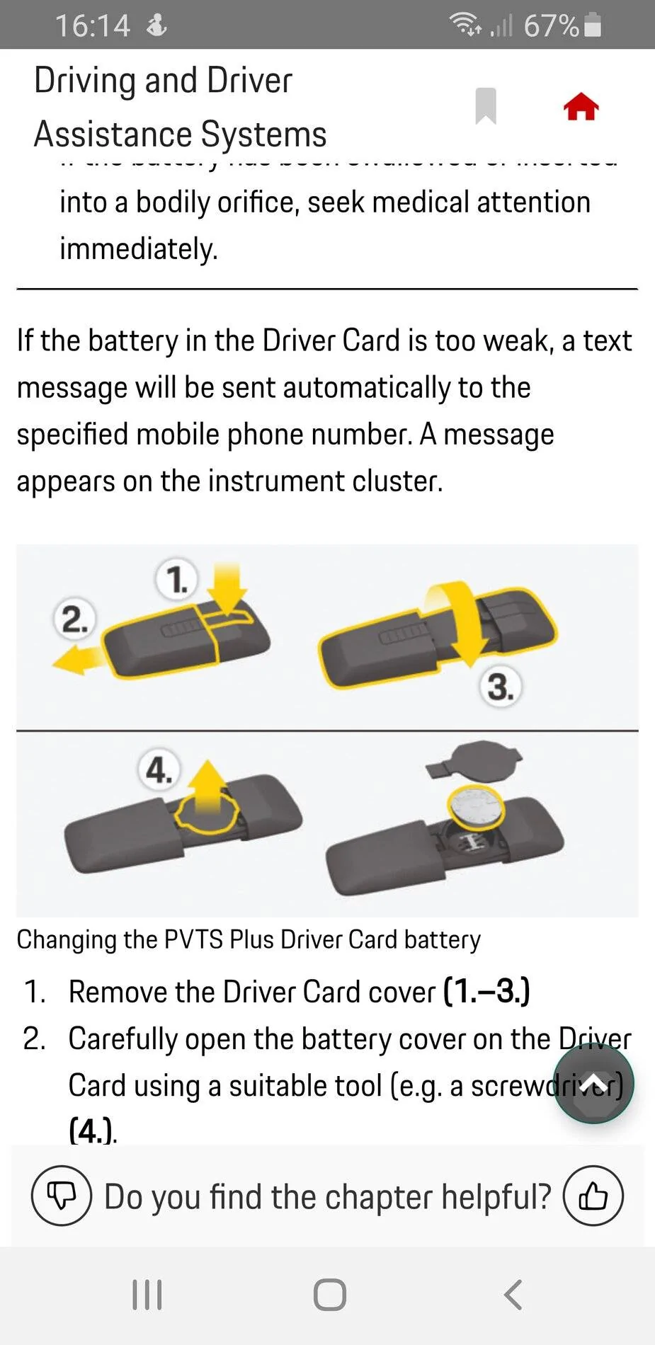 Porsche Taycan Security fob battery replacement please help. Screenshot_20210221-161425_Porsche Good to kno