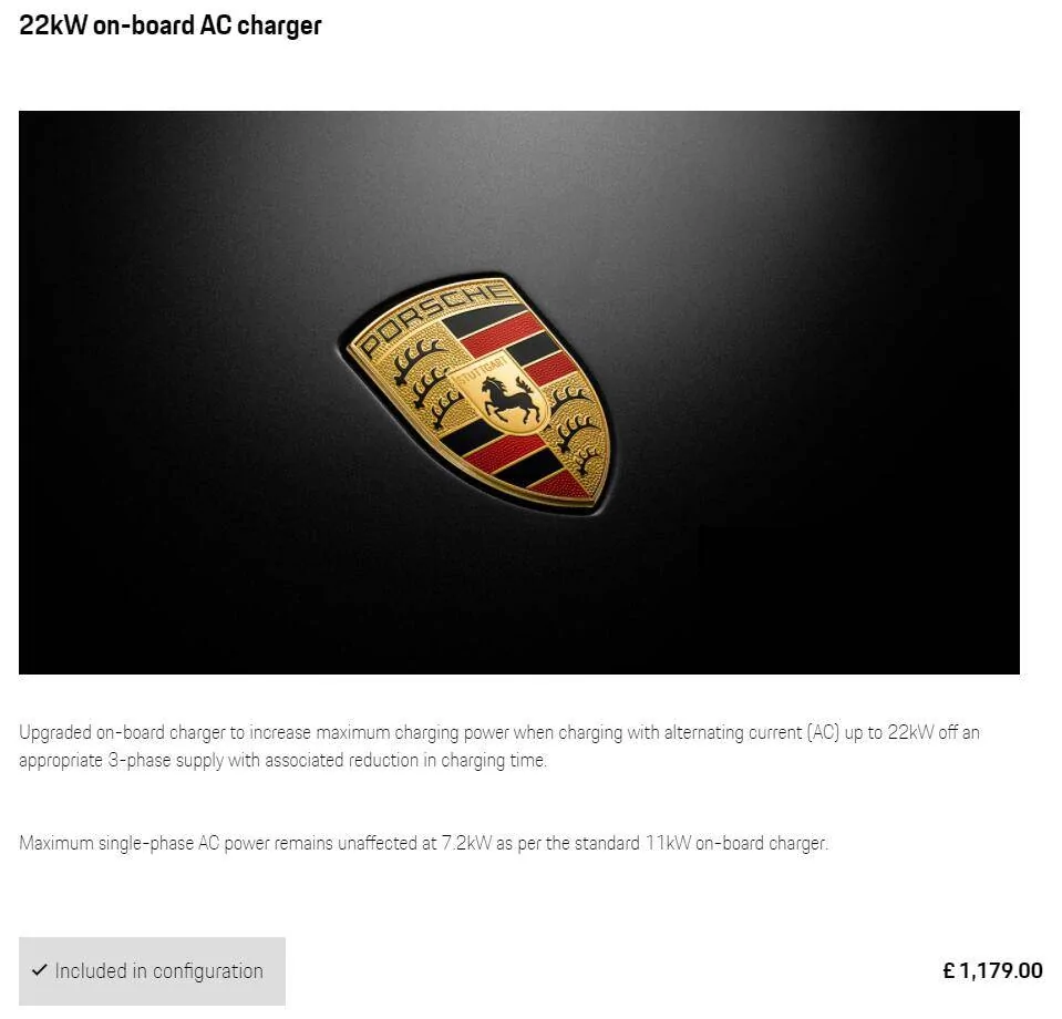 Porsche Taycan Just ordered 19.2 kW AC On-Board Charger. 1615224681274