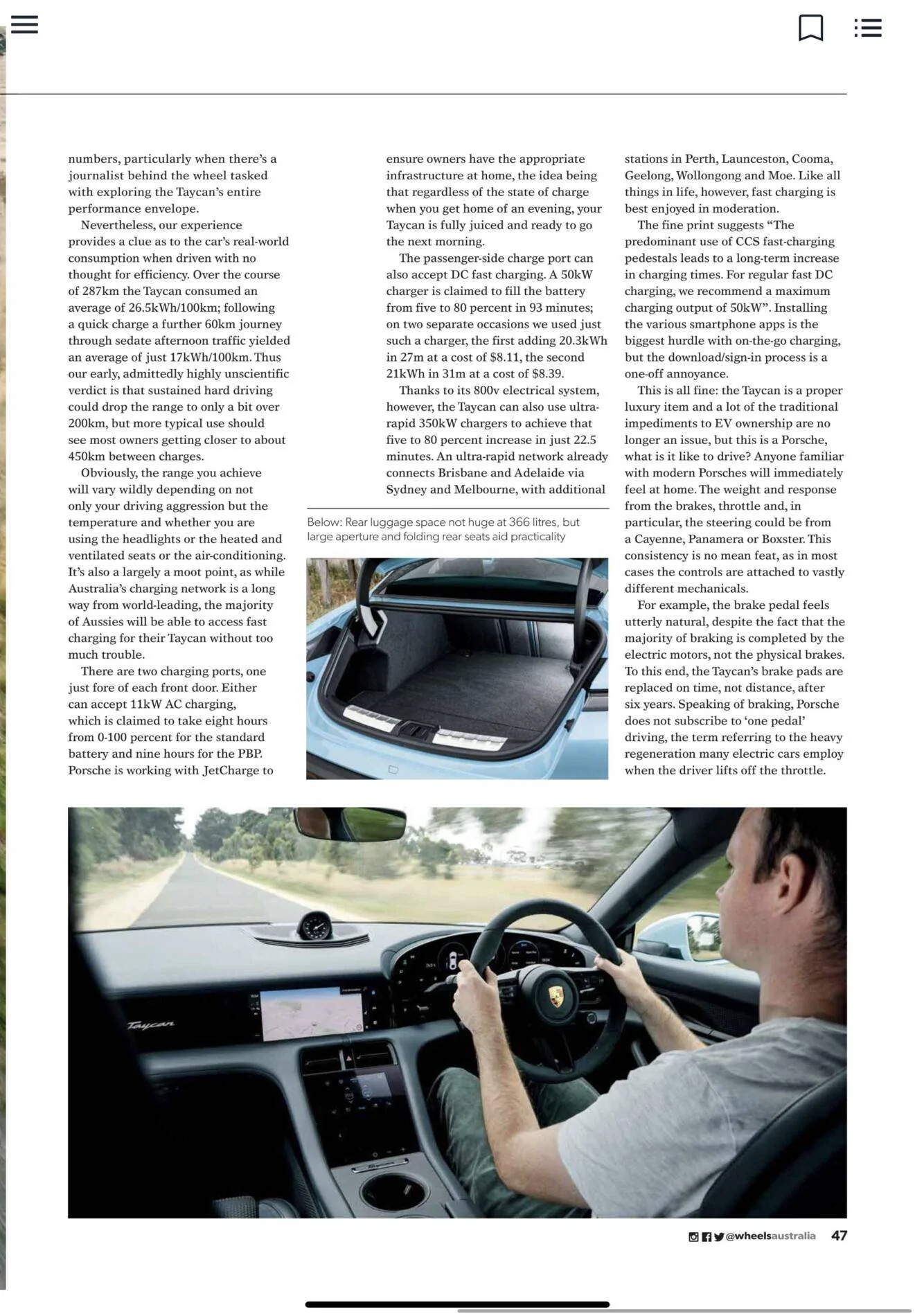 Porsche Taycan Wheels Magazine local review Taycan 4S F77C9655-A2AB-40F1-A726-A5D49D0DE6EF