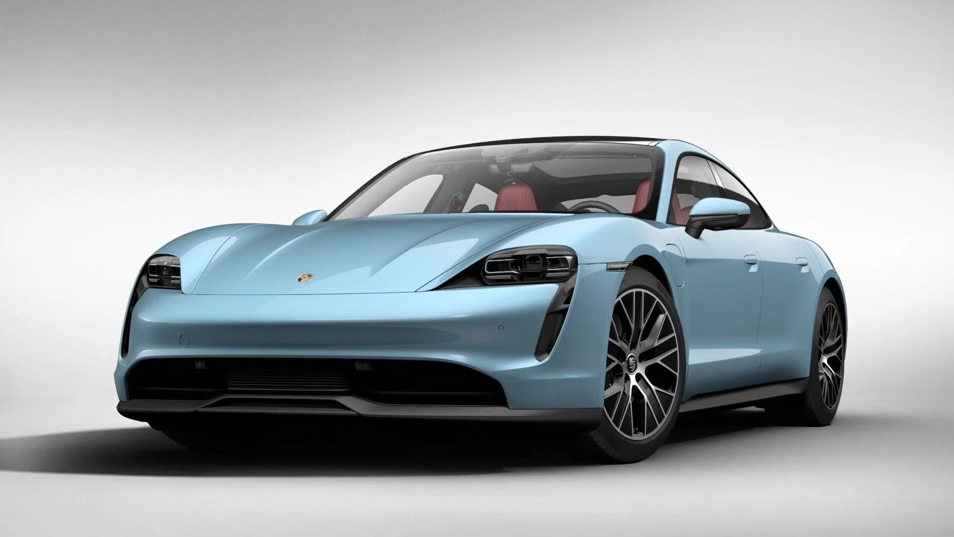 Porsche Taycan Taycan RWD base build spec + options help UK Frozen Blue Red Front
