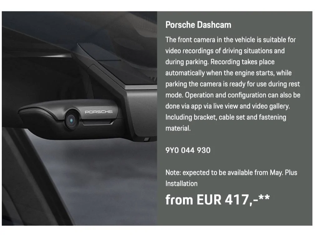 Porsche Taycan New Porsche Dashcam Available 2BAA1D0C-8DBD-4852-A236-FF08D0D26D0F_1_105_c