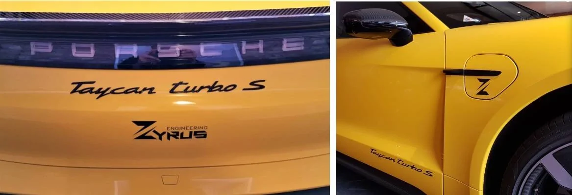 Porsche Taycan Taycan Turbo S Before-After Pics With Zyrus Carbon Fiber Parts 210430 Taycan Zyrus-logo
