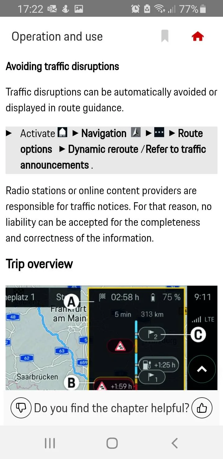 Porsche Taycan Navigation Route List Screenshot_20210502-172206_Porsche Good to kno