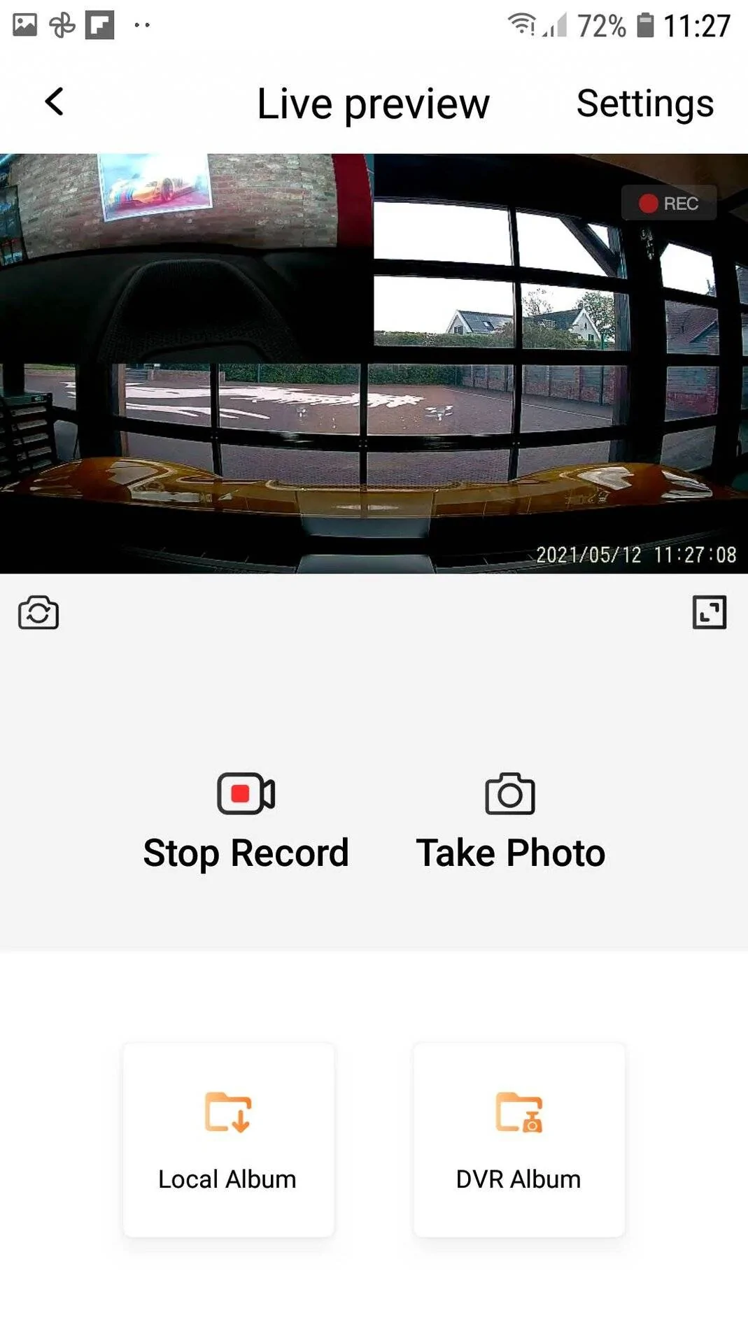 Porsche Taycan Quad HD Dual Dashcam front and back TimaCam app-menu