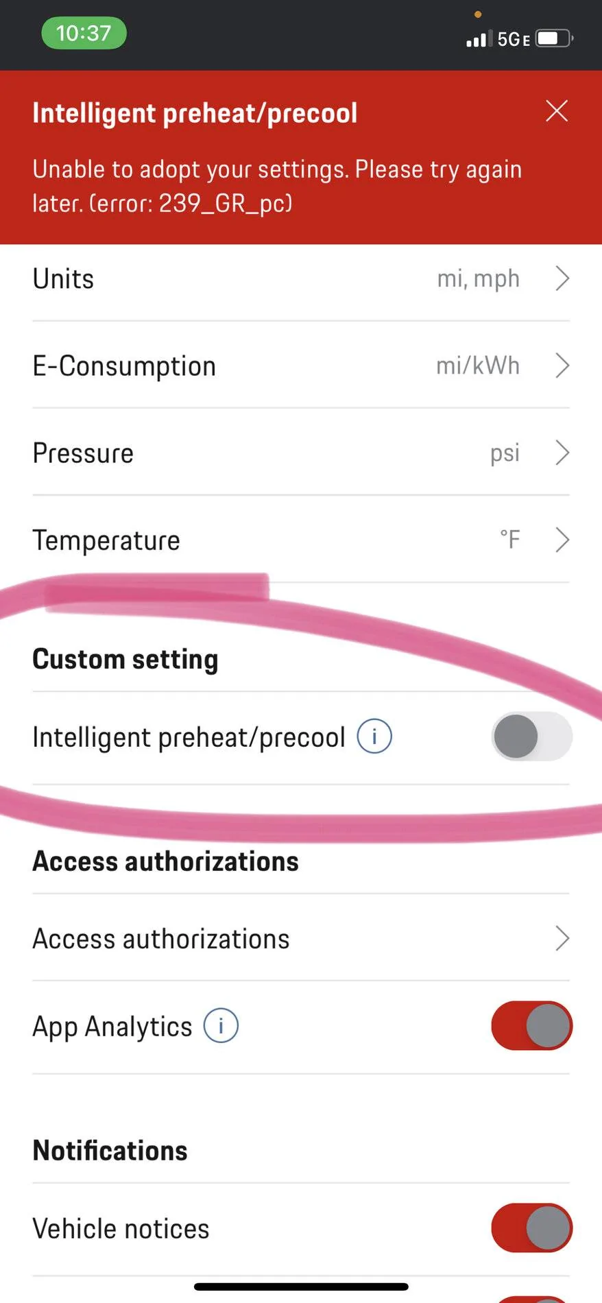 Porsche Taycan Fail: Intelligent preheat/precool using Connect (ERROR: 239_GR_pc) IMG_2279