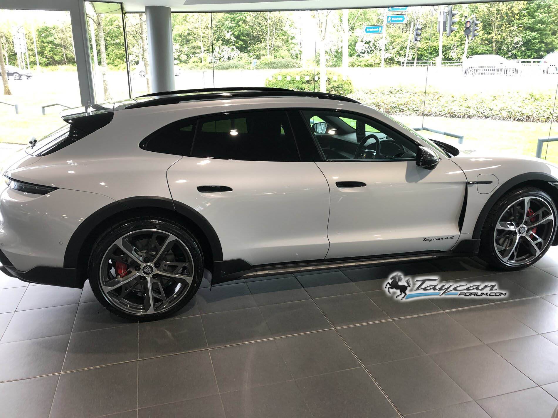 Porsche Taycan In the flesh at dealership: Ice Grey Cross Turismo with Off Road Package, 21" Wheels 2022 Taycan Cross Turismo Ice Gray Off Road Package 21 inch wheels 2
